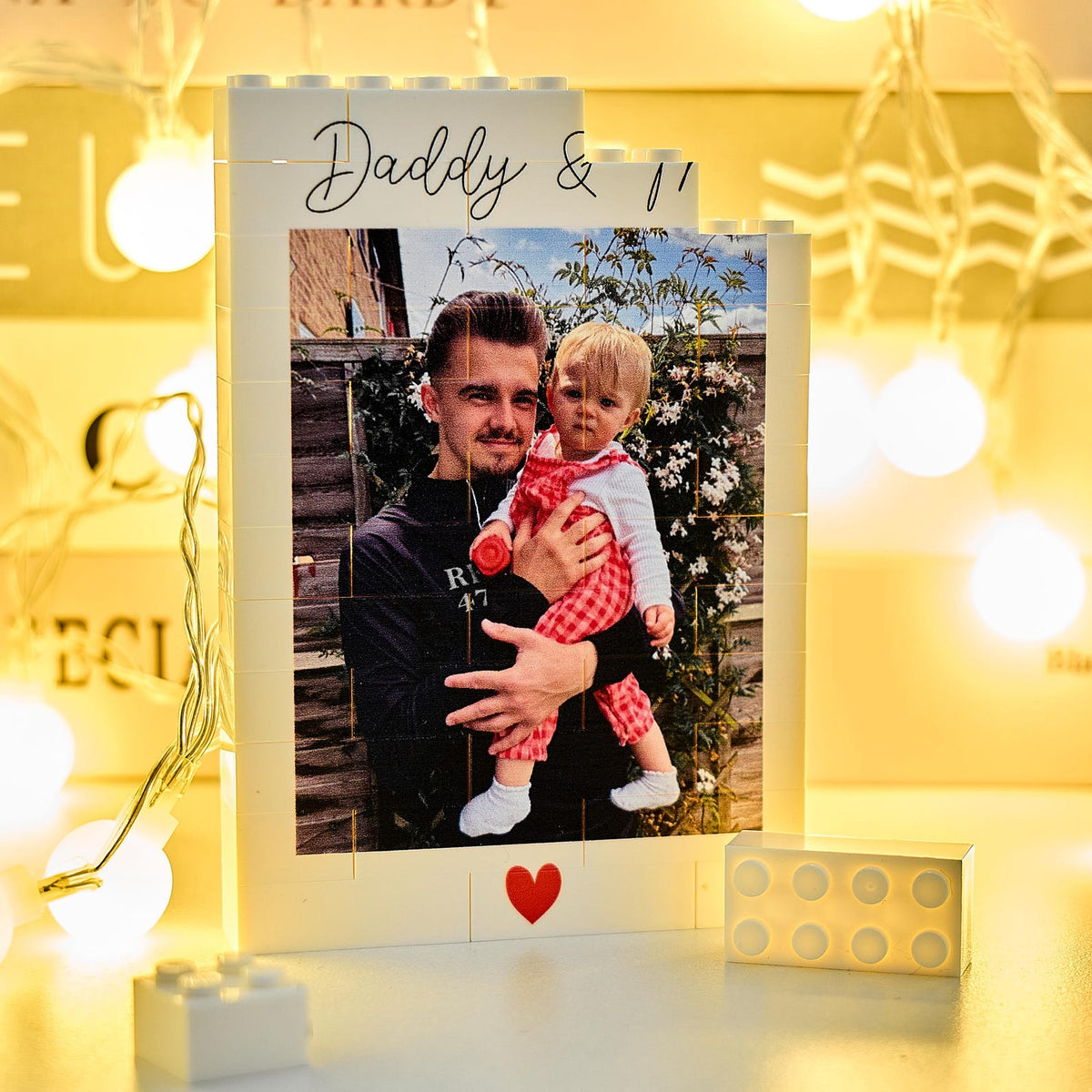 Personalised Daddy & Me Brick Photo block,Building Block, Gift for Dad,Personalized Photo Gift,Gift, Fathers Day Gift