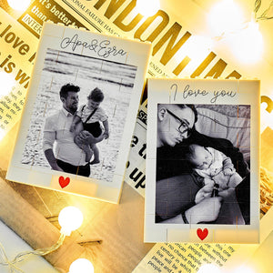 Personalised Daddy & Me Brick Photo block,Building Block, Gift for Dad,Personalized Photo Gift,Gift, Fathers Day Gift