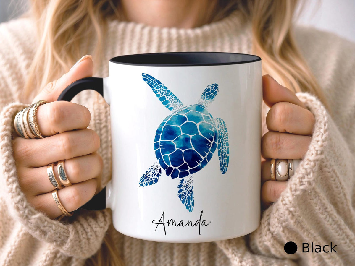 PERSONALISED Turtle Mug Turtle Seaside Gifts Custom Sea Beach Gift Gift for Her Sister Daughter Birthday Gift Office Work Gifts