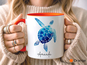 PERSONALISED Turtle Mug Turtle Seaside Gifts Custom Sea Beach Gift Gift for Her Sister Daughter Birthday Gift Office Work Gifts