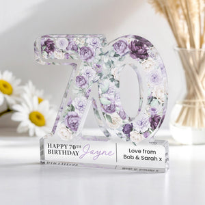 Personalised 70th Birthday Gift Plaque, Happy 70th Birthday Gift For Her, 70th Birthday Gifts, Floral 70th Gift, Gift for Mum