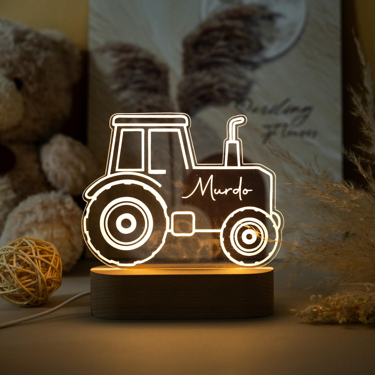 Personalised Tractor Night Light,Nursery Decor,Kids Gift,Night Light,Children's Night Light,Digger Light,Tractor Light,Baby Christmas Gifts
