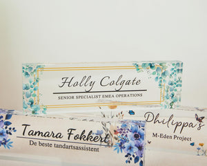 Desk Plaque,Acrylic Desk Name Plate, Floral Office Decor, Custom Teacher Gift,Name plate,New Job Gift