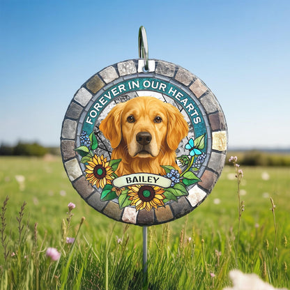 Personalized Pet Memorial Garden Stone with Iron Rod, Pet Garden Stone, Waterproof Pet Cemetery Marker, Garden Sign with Hanging Stake