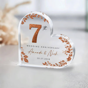 Personalized 7th Anniversary Gift, Copper Anniversary Gift, 7th Anniversary Acrylic Plaque, 7th Wedding Anniversary Keepsake, Couples Gift