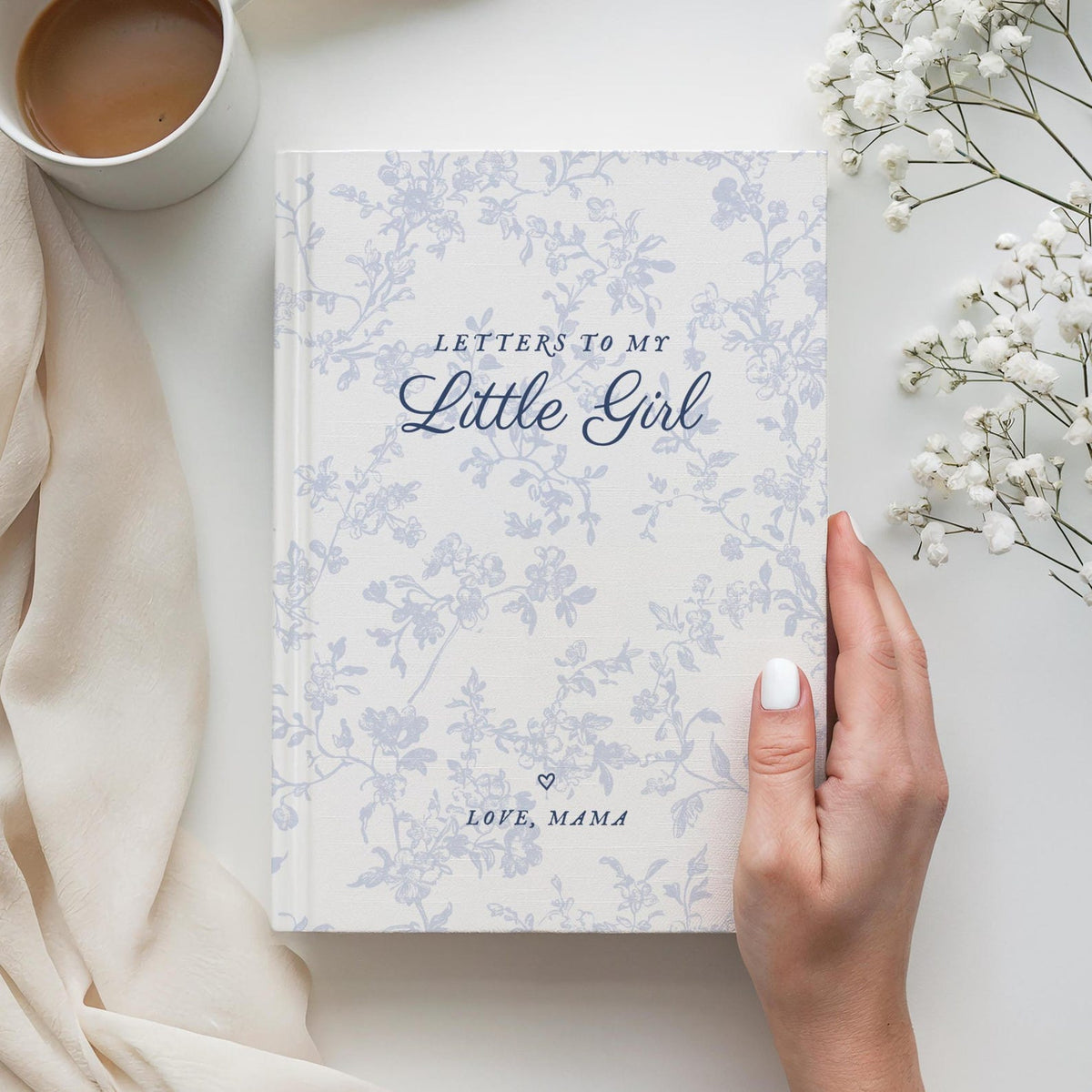 Letters to My Daughter Journal, Personalized Name Memory Book, Custom French Toile Keepsake Notebook, Baby Girl Shower Gift for New Mom