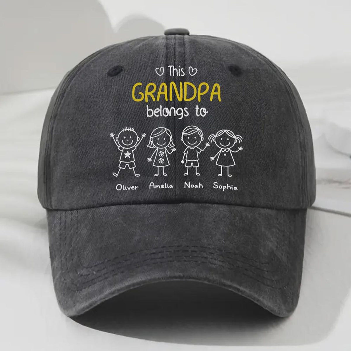 Personalized Grandpa Hat: Custom Grandkids Names, Vintage Style, Custom Family Keepsake