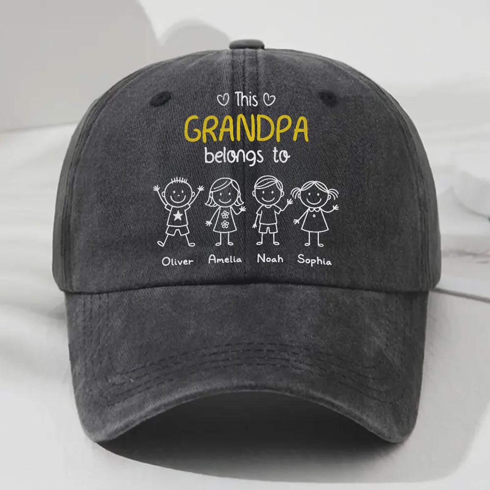 Personalized Grandpa Hat: Custom Grandkids Names, Vintage Style, Custom Family Keepsake