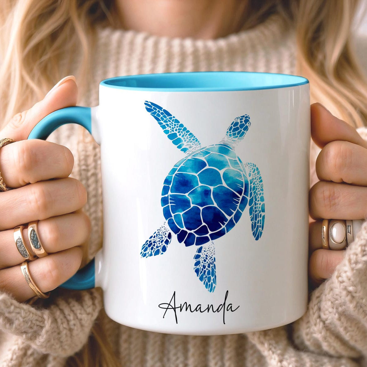 PERSONALISED Turtle Mug Turtle Seaside Gifts Custom Sea Beach Gift Gift for Her Sister Daughter Birthday Gift Office Work Gifts