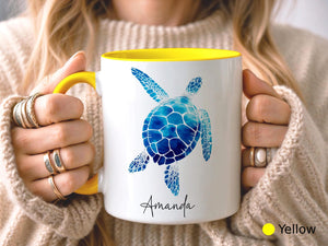 PERSONALISED Turtle Mug Turtle Seaside Gifts Custom Sea Beach Gift Gift for Her Sister Daughter Birthday Gift Office Work Gifts
