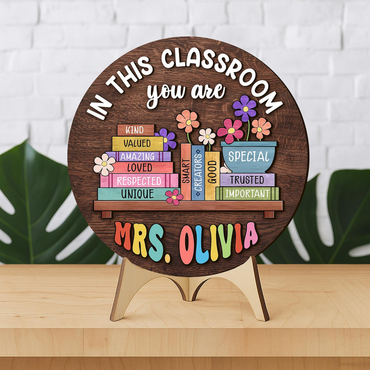 Custom Teacher Door Hanger: In This Classroom, Personalized Wood Sign