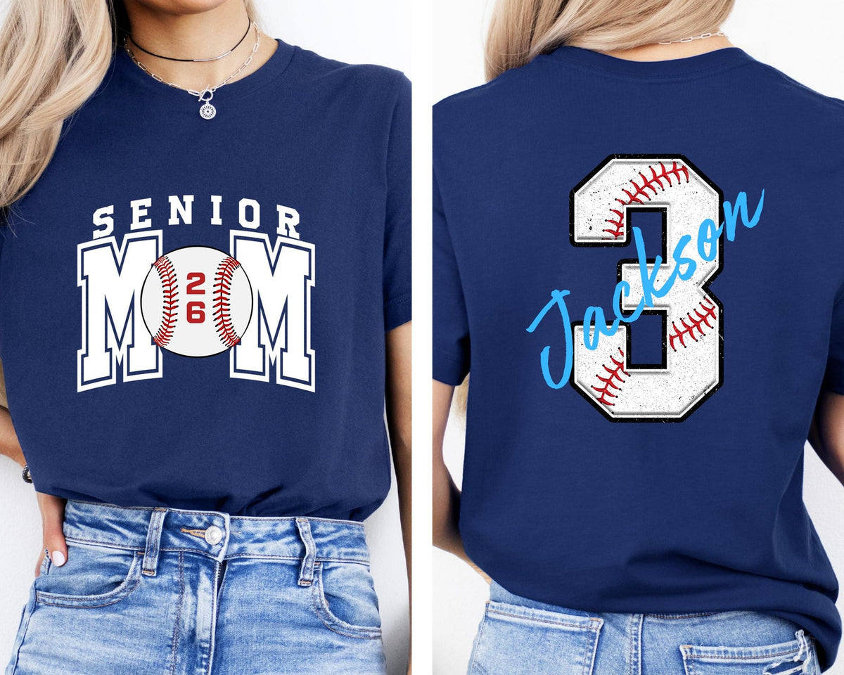 Senior Baseball Mom T-Shirt, Custom Senior Baseball Mom Shirt,Personalized Baseball Gift for Mom, Baseball Mom Gift,Senior Class of 2026 Tee