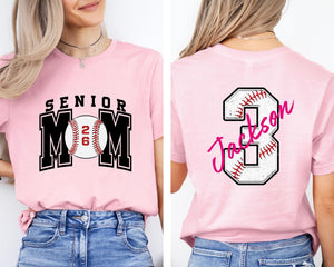 Senior Baseball Mom T-Shirt, Custom Senior Baseball Mom Shirt,Personalized Baseball Gift for Mom, Baseball Mom Gift,Senior Class of 2026 Tee