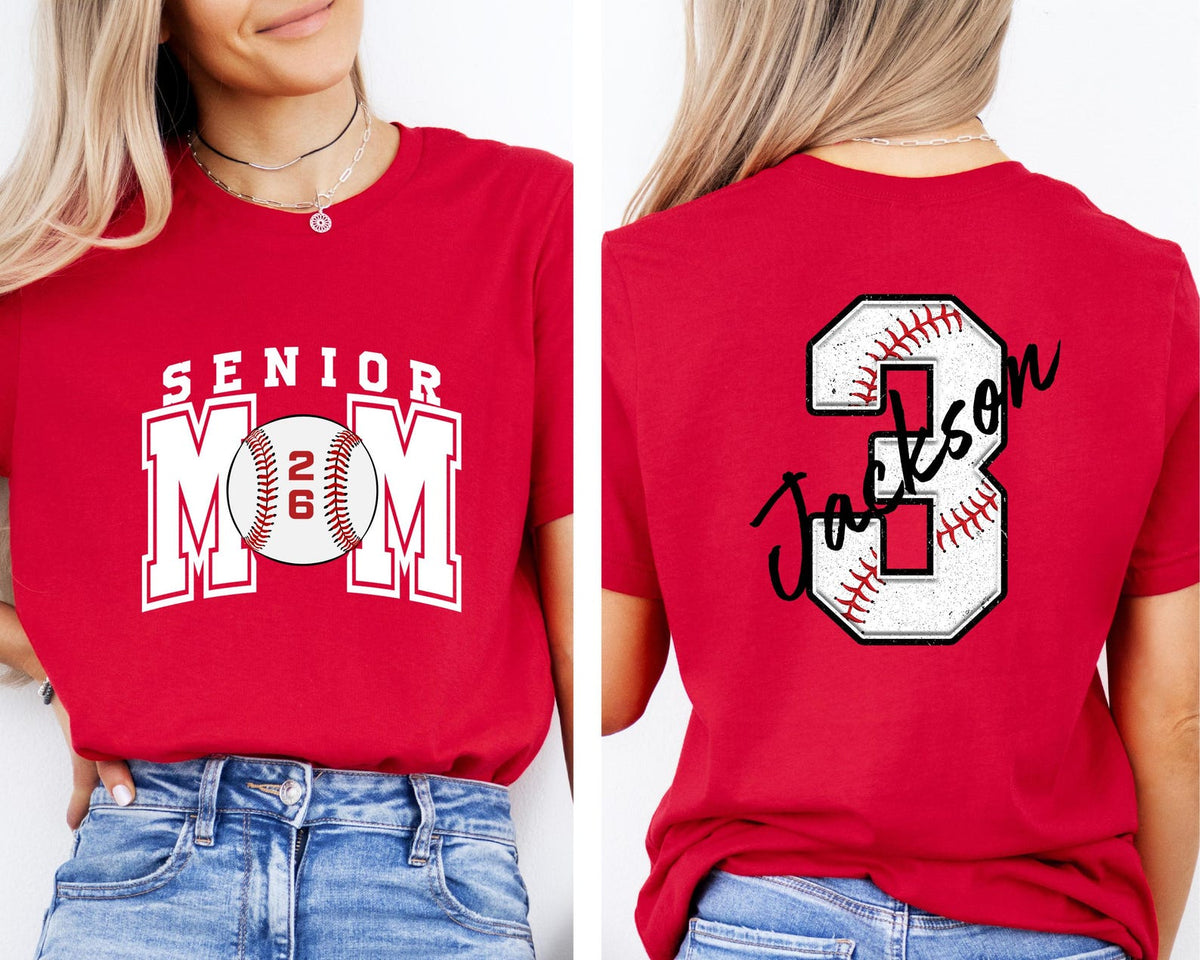Senior Baseball Mom T-Shirt, Custom Senior Baseball Mom Shirt,Personalized Baseball Gift for Mom, Baseball Mom Gift,Senior Class of 2026 Tee