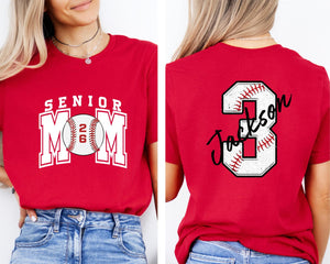 Senior Baseball Mom T-Shirt, Custom Senior Baseball Mom Shirt,Personalized Baseball Gift for Mom, Baseball Mom Gift,Senior Class of 2026 Tee