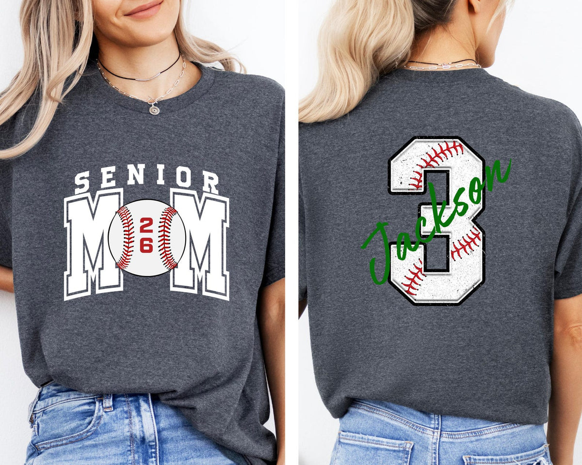 Senior Baseball Mom T-Shirt, Custom Senior Baseball Mom Shirt,Personalized Baseball Gift for Mom, Baseball Mom Gift,Senior Class of 2026 Tee