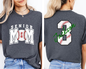 Senior Baseball Mom T-Shirt, Custom Senior Baseball Mom Shirt,Personalized Baseball Gift for Mom, Baseball Mom Gift,Senior Class of 2026 Tee