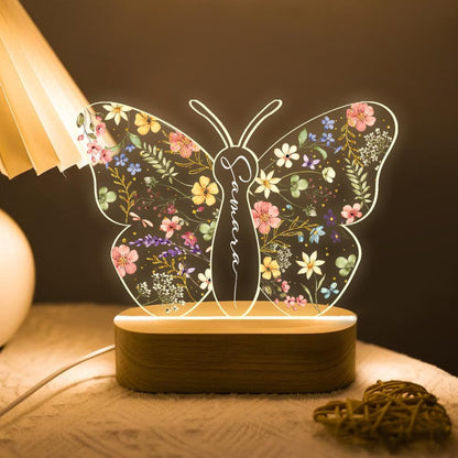 Personalized Butterfly Night Light for Girls Custom Baby Room Decor, Butterfly Baby Gift, Unique Gifts for Two Year Old Toddler