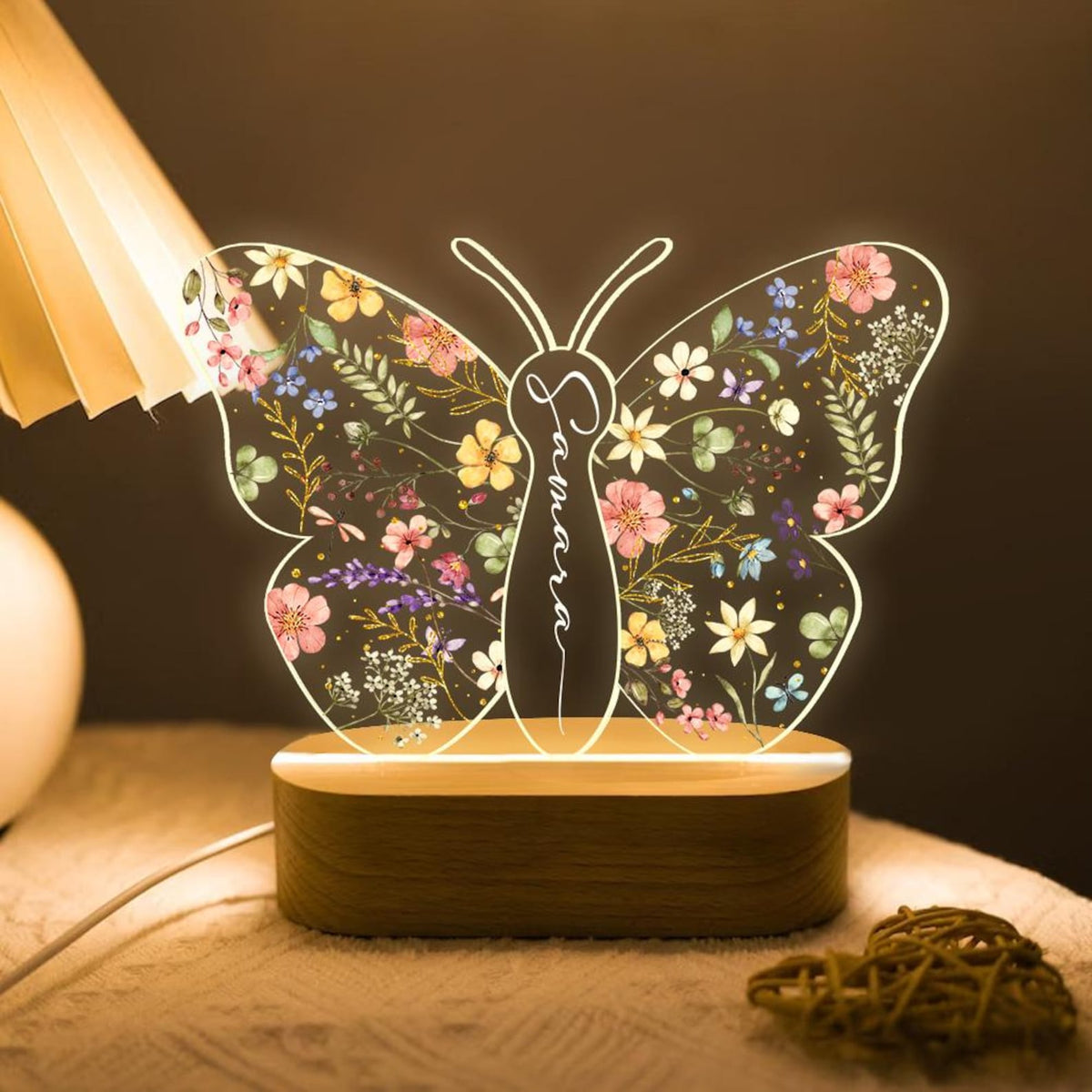 Personalized Butterfly Night Light for Girls Custom Baby Room Decor, Butterfly Baby Gift, Unique Gifts for Two Year Old Toddler