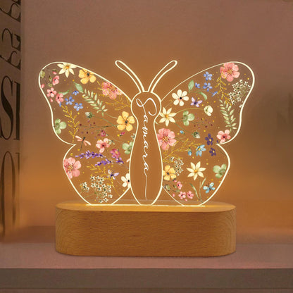 Personalized Butterfly Night Light for Girls Custom Baby Room Decor, Butterfly Baby Gift, Unique Gifts for Two Year Old Toddler