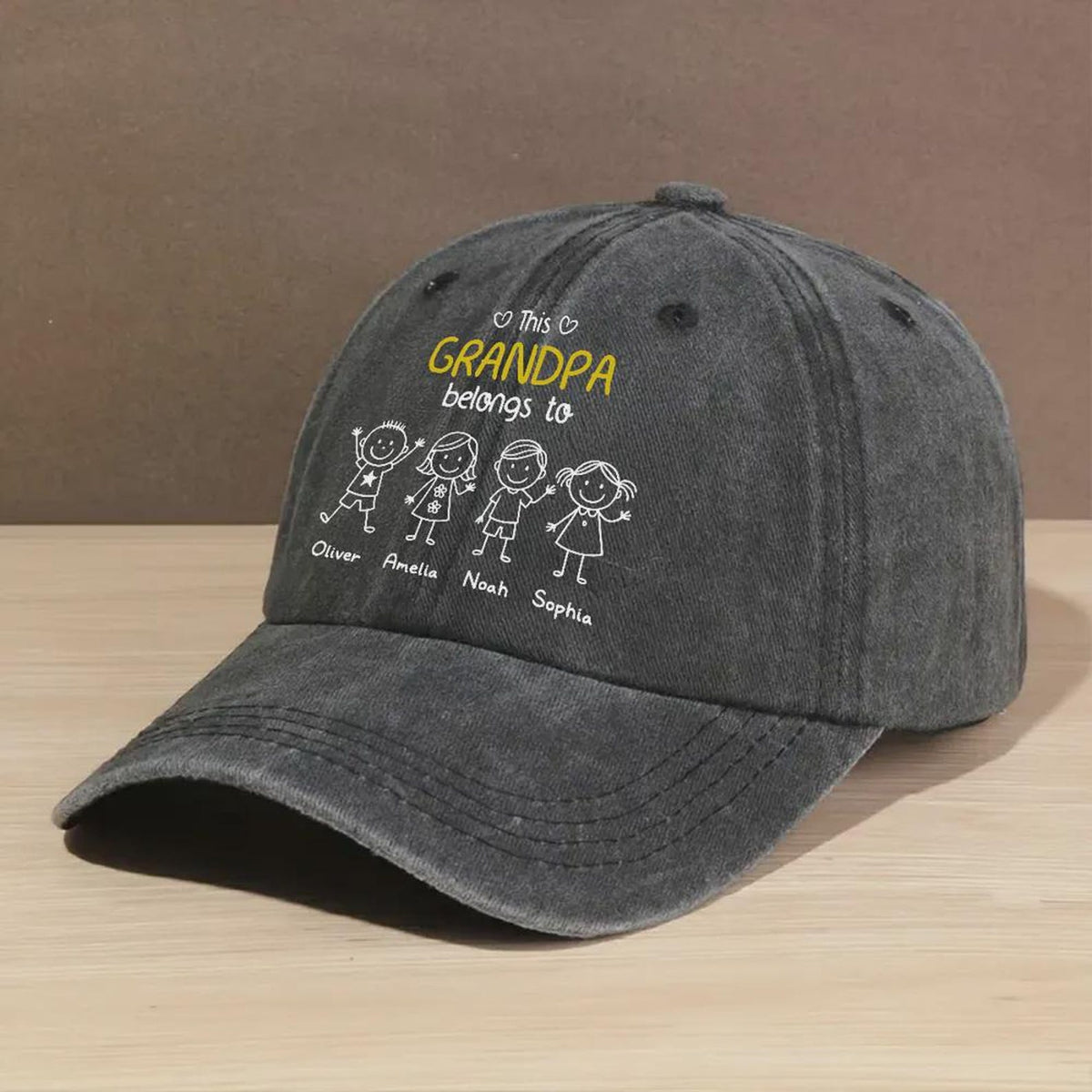 Personalized Grandpa Hat: Custom Grandkids Names, Vintage Style, Custom Family Keepsake