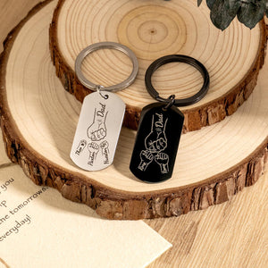 Personalised Fist Bump Keyring, Unique Fathers Day Gifts, Engraved Daddy Birthday Gift, Customised Daddy Keyring, Perfect Dad Gifts