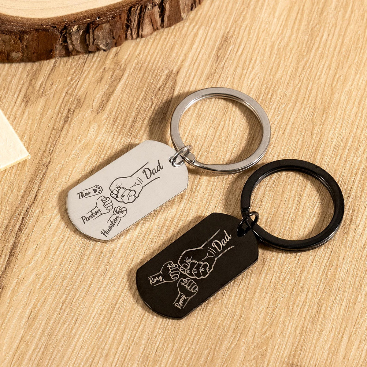 Personalised Fist Bump Keyring, Unique Fathers Day Gifts, Engraved Daddy Birthday Gift, Customised Daddy Keyring, Perfect Dad Gifts
