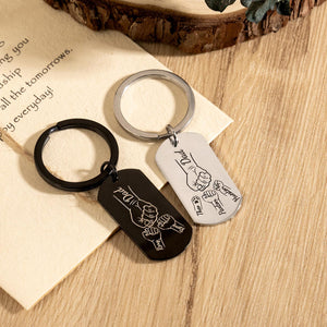 Personalised Fist Bump Keyring, Unique Fathers Day Gifts, Engraved Daddy Birthday Gift, Customised Daddy Keyring, Perfect Dad Gifts