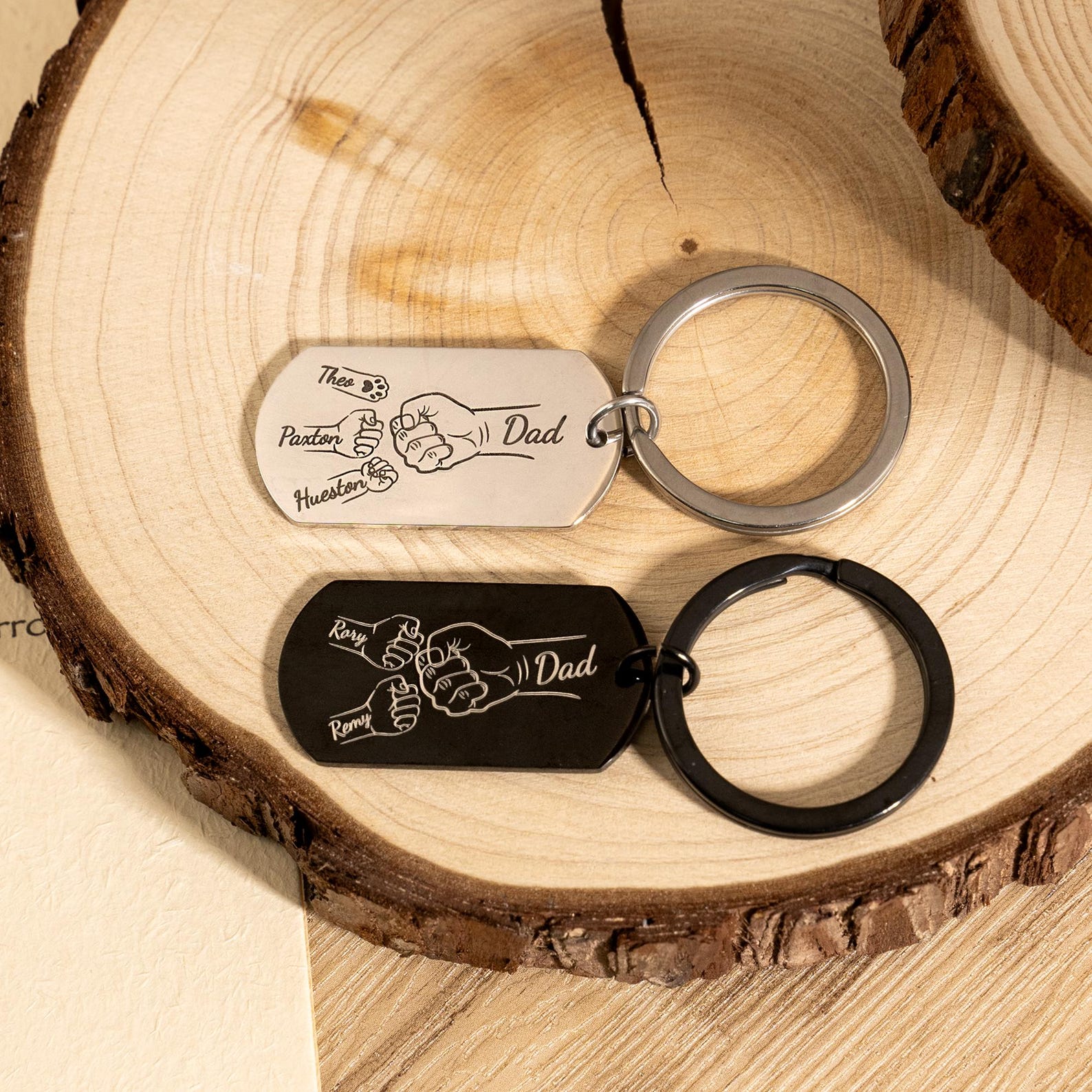 Personalised Fist Bump Keyring, Unique Fathers Day Gifts, Engraved Daddy Birthday Gift, Customised Daddy Keyring, Perfect Dad Gifts