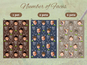 Custom Golf Towel with Kids and Pet Faces, Best Dad by Par Gift, Funny Golf Gift for Dad, Personalized Golf Accessories, Golf Lovers Gift