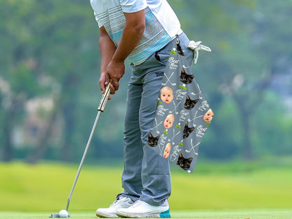 Custom Golf Towel with Kids and Pet Faces, Best Dad by Par Gift, Funny Golf Gift for Dad, Personalized Golf Accessories, Golf Lovers Gift