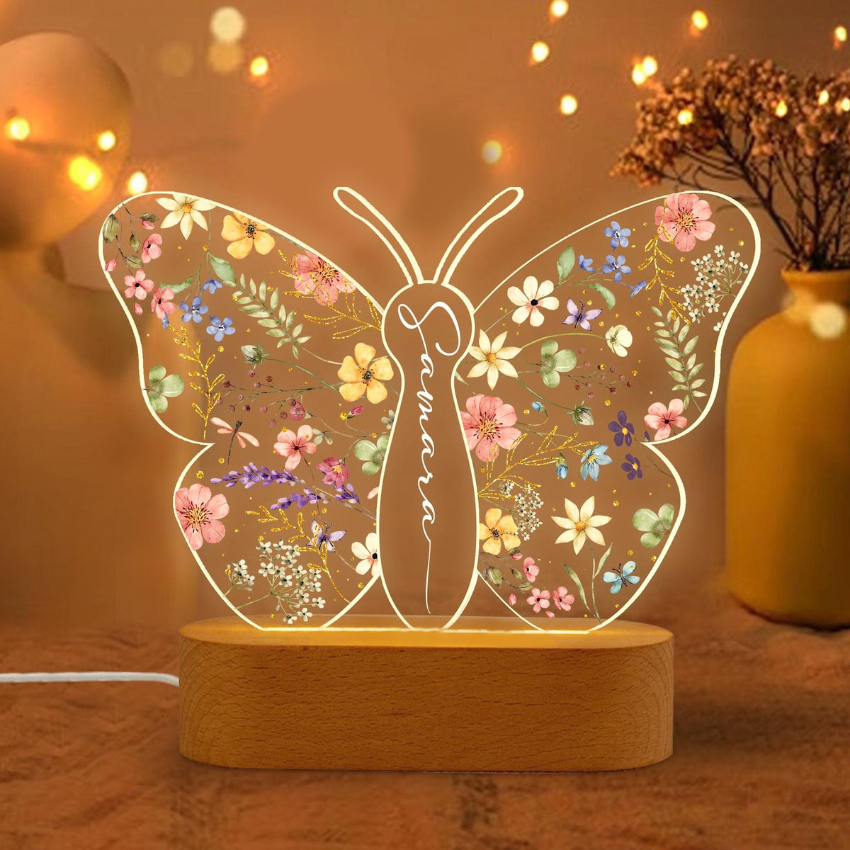 Personalized Butterfly Night Light for Girls Custom Baby Room Decor, Butterfly Baby Gift, Unique Gifts for Two Year Old Toddler