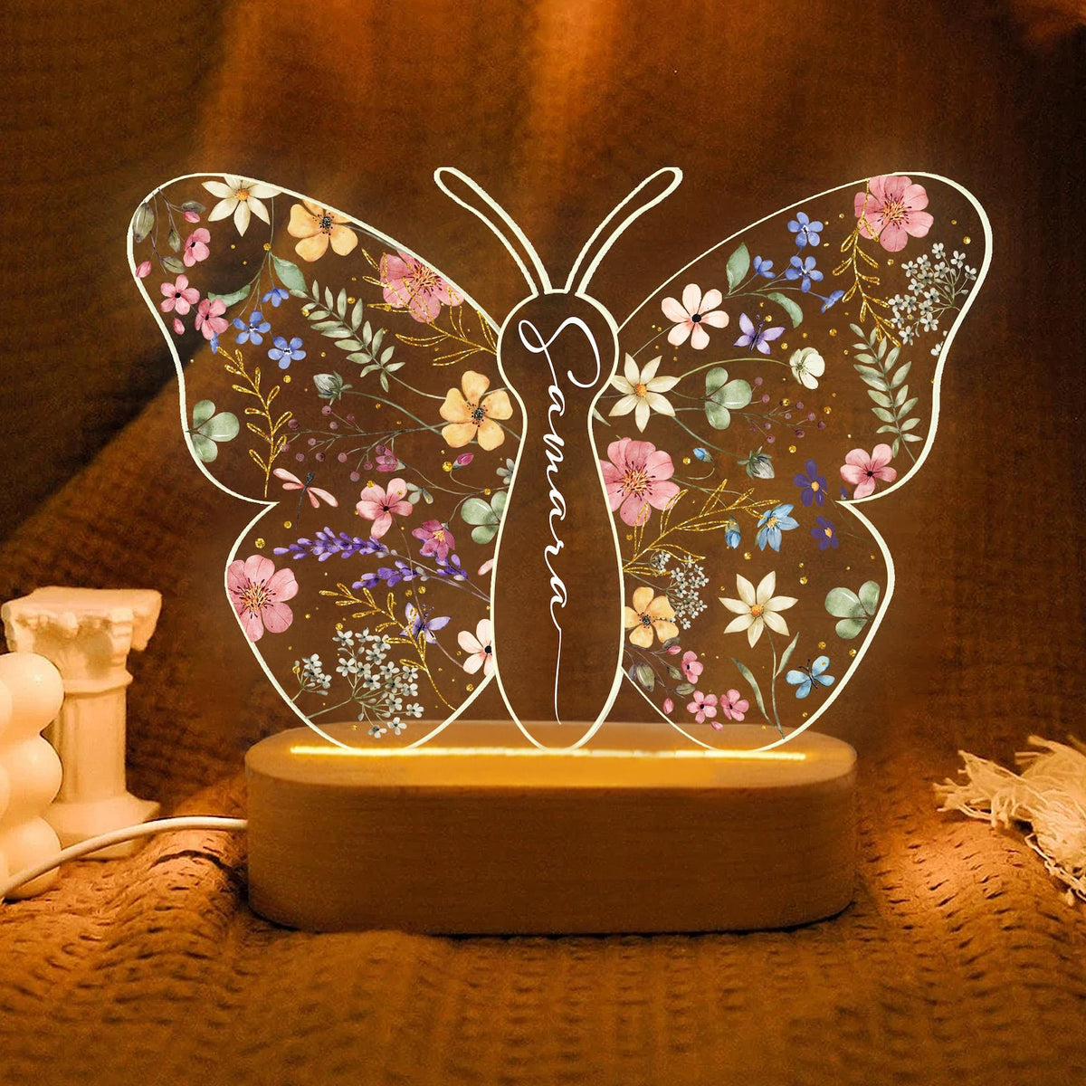 Personalized Butterfly Night Light for Girls Custom Baby Room Decor, Butterfly Baby Gift, Unique Gifts for Two Year Old Toddler