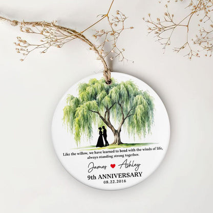 9th Anniversary Willow Tree Ceramic Ornament, Custom Wedding Anniversary Gift for Wife,9th Anniversary Gifts for Couple,Wedding Gift For Her