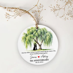 9th Anniversary Willow Tree Ceramic Ornament, Custom Wedding Anniversary Gift for Wife,9th Anniversary Gifts for Couple,Wedding Gift For Her