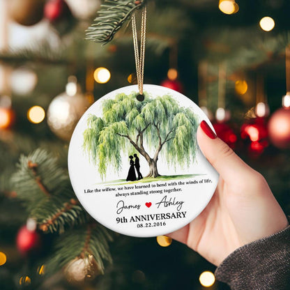 9th Anniversary Willow Tree Ceramic Ornament, Custom Wedding Anniversary Gift for Wife,9th Anniversary Gifts for Couple,Wedding Gift For Her