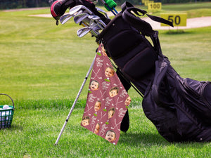 Custom Golf Towel with Kids and Pet Faces, Best Dad by Par Gift, Funny Golf Gift for Dad, Personalized Golf Accessories, Golf Lovers Gift