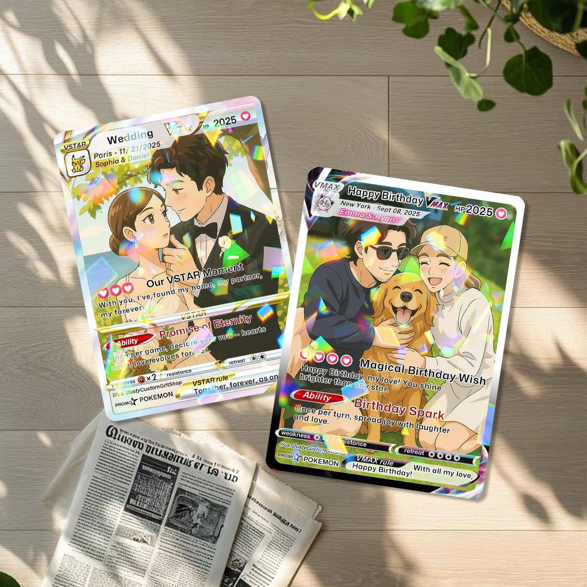 Personalized PKM Card, Custom Anime Photo Card for Couple, Wedding, Anniversary, Birthday, Christmas, Valentine s Gift for Him Her