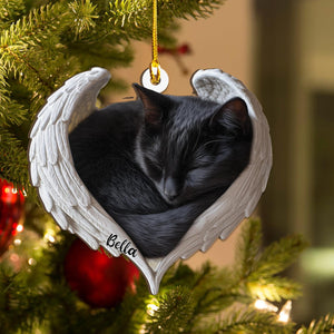 Personalized Bombay Cat Angel Ash Wood Ornament Flat 2D Cutout Holiday Tree Decor Gift for Cat Lovers, Pet Memorial Families Keepsake