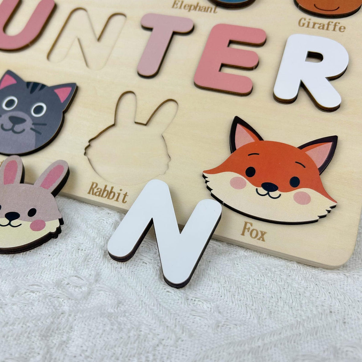 Personalized Wooden Name Puzzle: Toddler Baby Gift, Handmade Animal Toy, First Birthday Gift, Puzzles for Toddlers