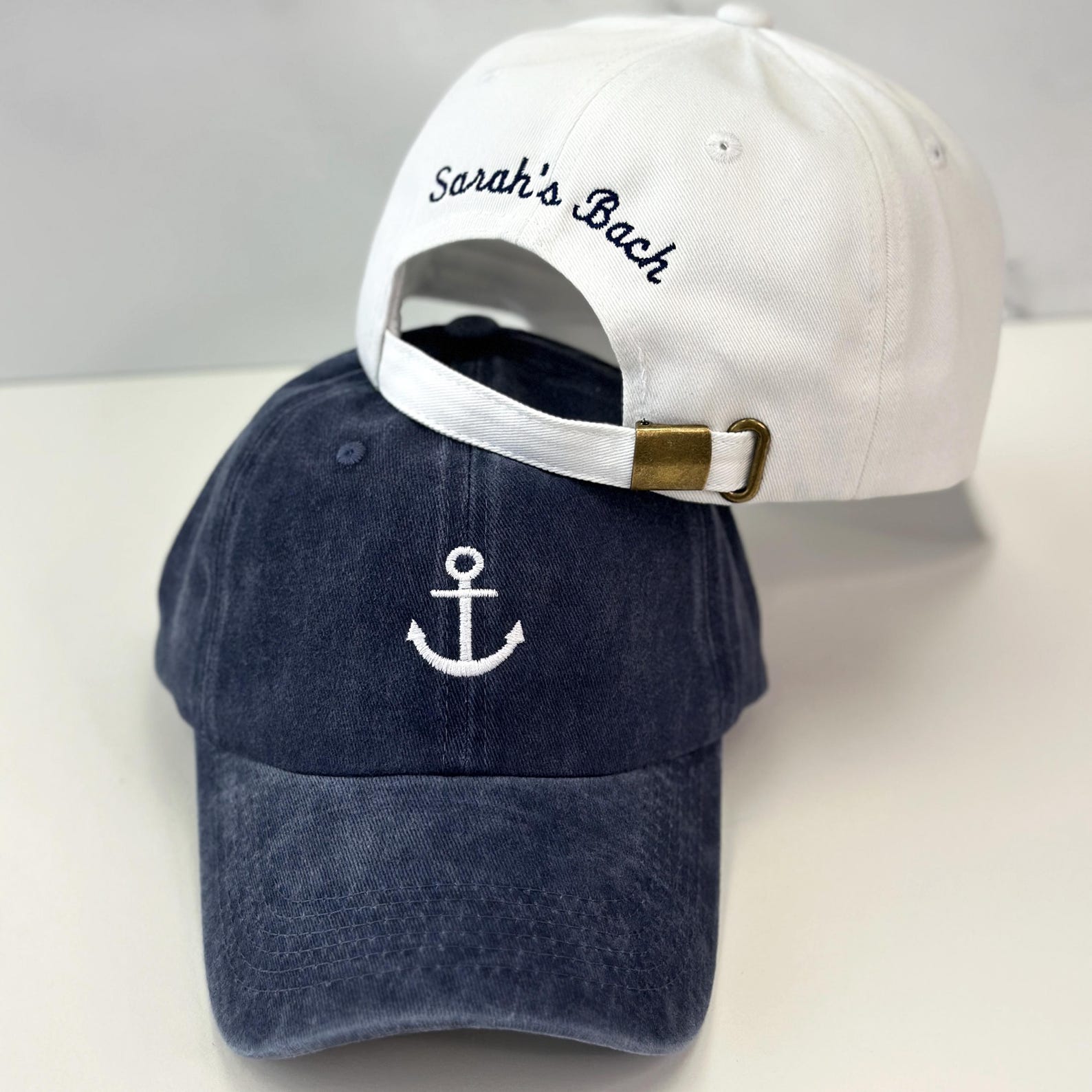 Personalized Anchor Embroidered Hat, Bachelorette Party, Vintage Baseball Cap, Bridesmaid Gift, Custom Text On The Back, Vacation Beach Hat