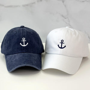 Personalized Anchor Embroidered Hat, Bachelorette Party, Vintage Baseball Cap, Bridesmaid Gift, Custom Text On The Back, Vacation Beach Hat