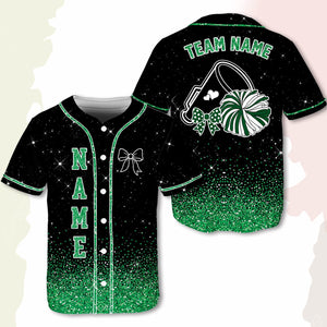 Custom Cheerleading Baseball Jersey, Sparkle Glitter Team Uniform, Personalized Name Number Cheer Team Baseball Shirt for Adult Kid Youth