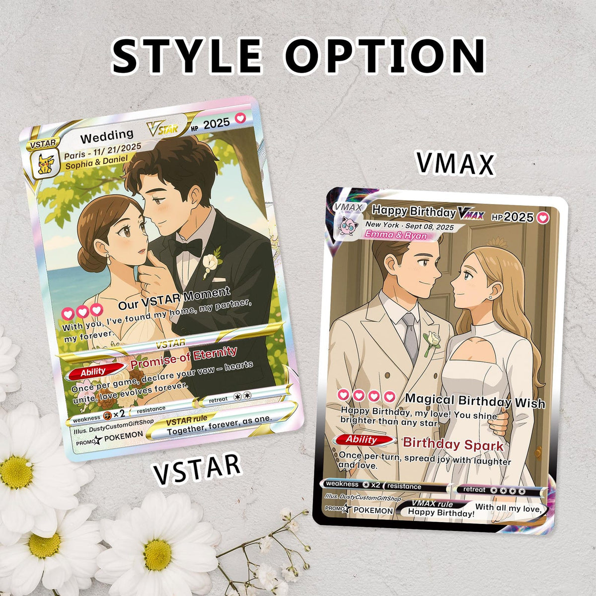 Personalized PKM Card, Custom Anime Photo Card for Couple, Wedding, Anniversary, Birthday, Christmas, Valentine s Gift for Him Her