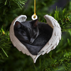 Personalized Bombay Cat Angel Ash Wood Ornament Flat 2D Cutout Holiday Tree Decor Gift for Cat Lovers, Pet Memorial Families Keepsake