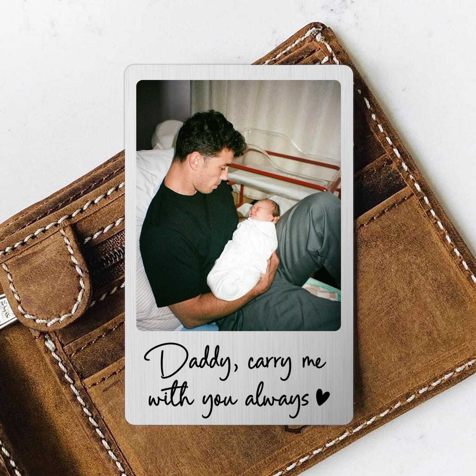 Daddy Custom Photo Wallet Card, Anniversary Gift for Him, Husband or Dad, Daddy Carry Me With You Always, Engraved Insert Card with Picture