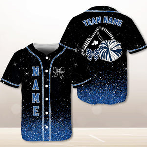 Custom Cheerleading Baseball Jersey, Sparkle Glitter Team Uniform, Personalized Name Number Cheer Team Baseball Shirt for Adult Kid Youth