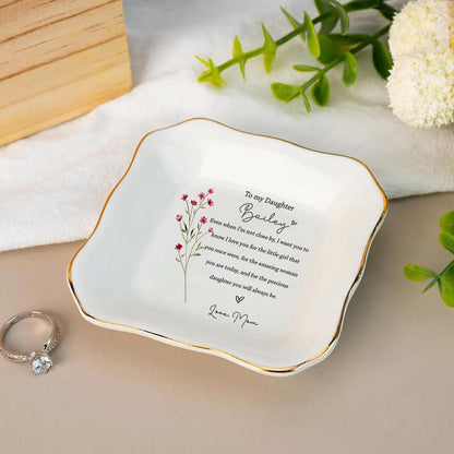 Personalized To My Daughter Ring Dish, Gift From Mom Of Bride, Birthday Gift For Daughter, Wedding Gift For Family, Jewelry Holder From Mom