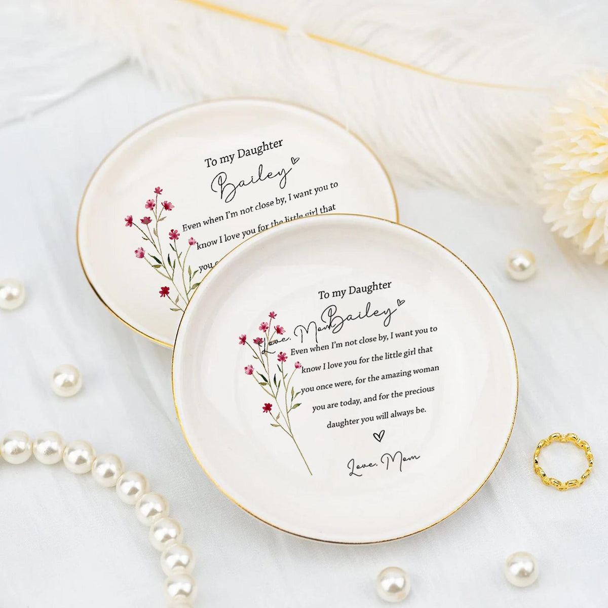 Personalized To My Daughter Ring Dish, Gift From Mom Of Bride, Birthday Gift For Daughter, Wedding Gift For Family, Jewelry Holder From Mom