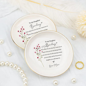 Personalized To My Daughter Ring Dish, Gift From Mom Of Bride, Birthday Gift For Daughter, Wedding Gift For Family, Jewelry Holder From Mom